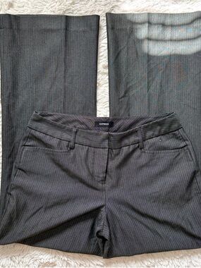 Express Low Rise Pinstripe Gray Wide Leg Trousers Pants Office Siren Corporate 4